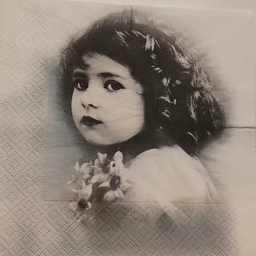 Serviette en papier vintage  - jeune fille aux edelweiss