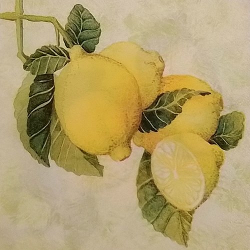 Serviette en papier  citrons jaunes