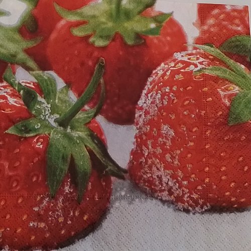 Serviette en papier  fraises givrées