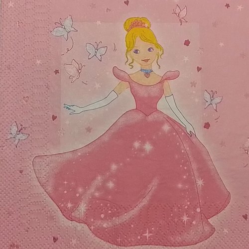 1 serviette en papier princesse rose