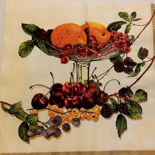 Serviette en papier  coupe de fruits - pour le collage, collection ou l'art de la table