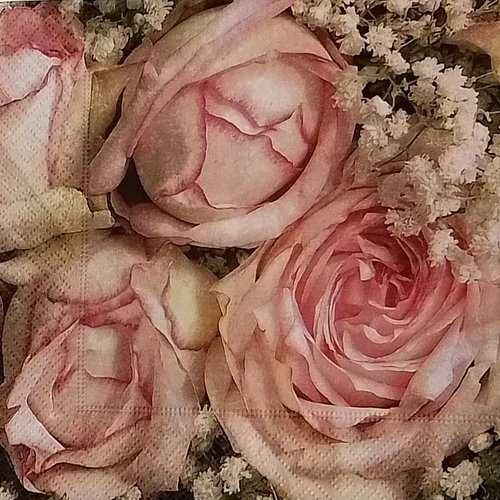 1 serviette en papier  roses anciennes - pour le collage, collection ou l'art de la table