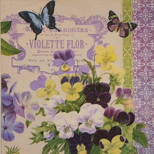 Serviette en papier violette flowers