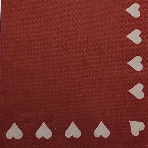 Serviette en papier  ” bordure de  cœurs