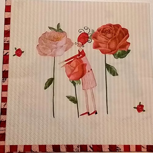 Serviette en papier  fée  des roses