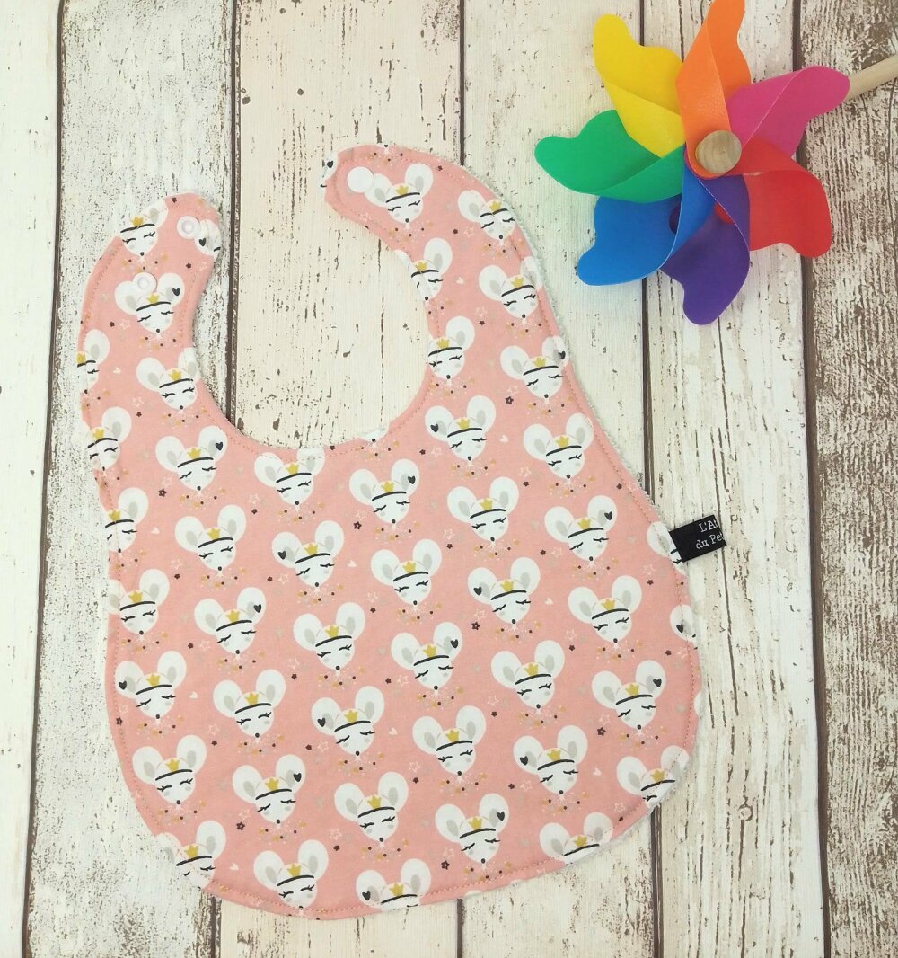 Bavoir Souricette Oeko Tex Idee Cadeau De Naissance Fille Repas Bebe Un Grand Marche
