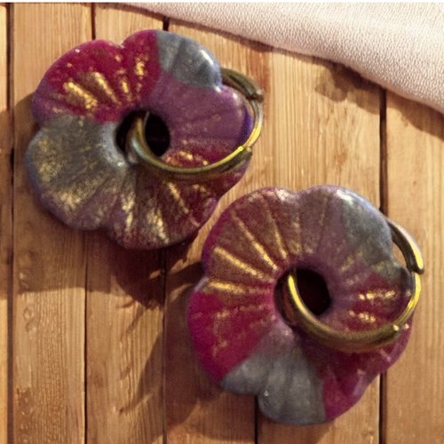 Boucles d’oreilles, créole, fleurs