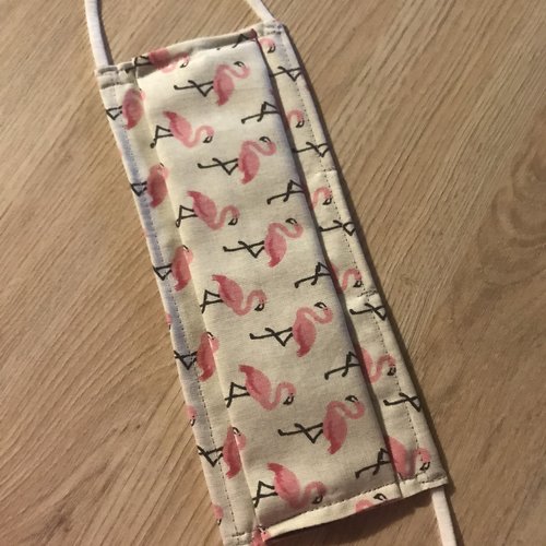 Masque de protection en tissu coton flamant rose