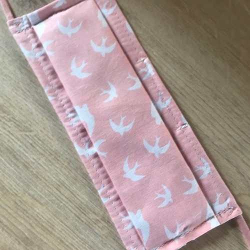 Masque de protection en tissu coton hirondelle rose