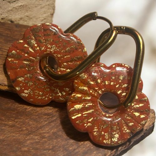 Boucles d’oreilles, fleurs, pampille