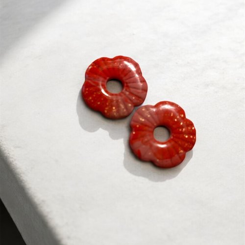 Pampilles fleurs rouge et rose