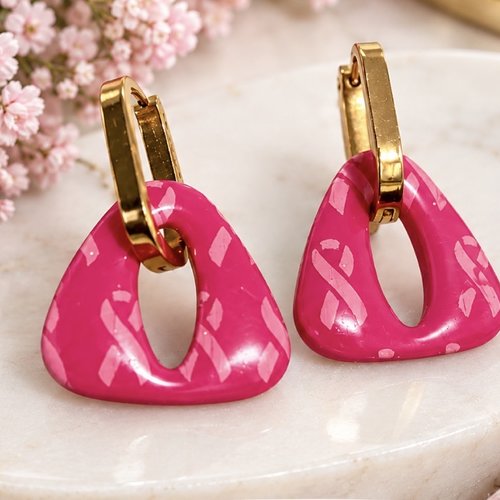 Boucles d’oreilles octobre rose