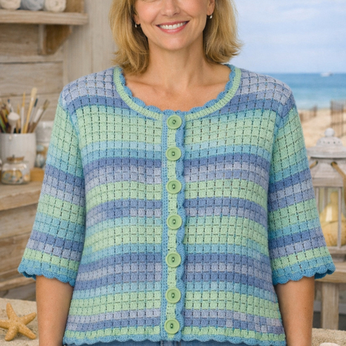 Gilet au crochet fait main  - cardigan – bohème chic – pièce unique artisanale - coton été
