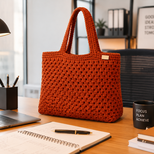 Soldes promo tote bag au crochet en coton – idéal pc ou tablette – fait main artisanal