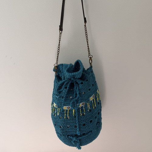 Sac seau "perles de bretagne" au crochet