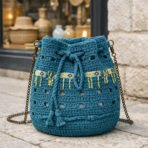 Cabas "perles de bretagne" au crochet