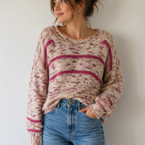Pull  "rose tendre" " laine mélangée