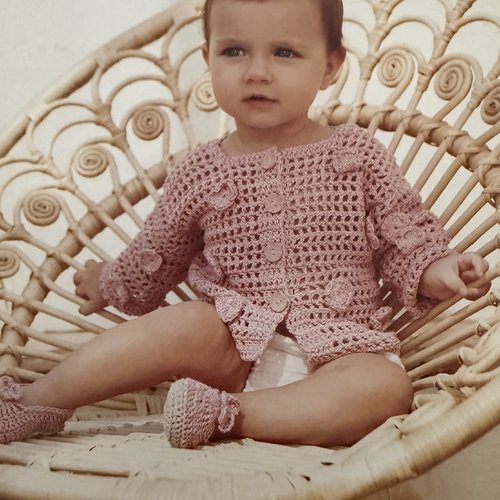 Gilet bébé  "corail poudré"