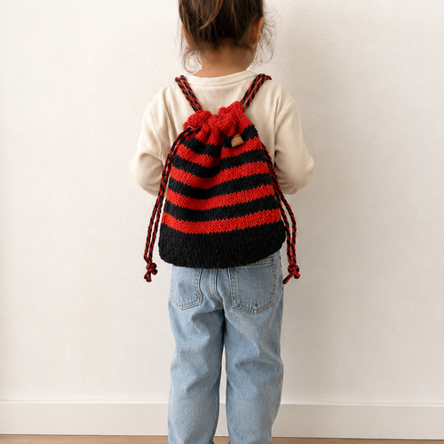 Sac à dos enfants  "rayures coquelicot"