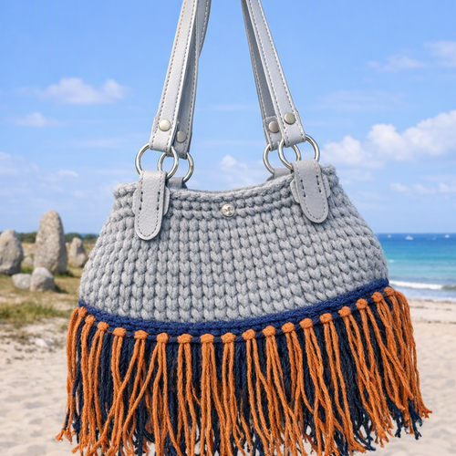 Sac à main au crochet avec poignée en cuir pu  – pièce artisanale élégante