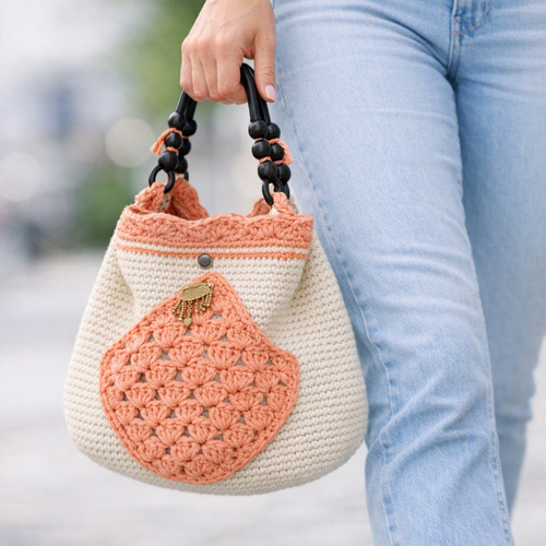 Sac cabas tote bag au crochet en coton  macramé – fait main artisanal style élégant