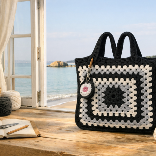 Sac "granit" au crochet style bohème