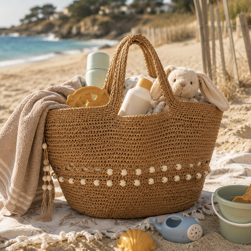 Panier en jute doublé au crochet
