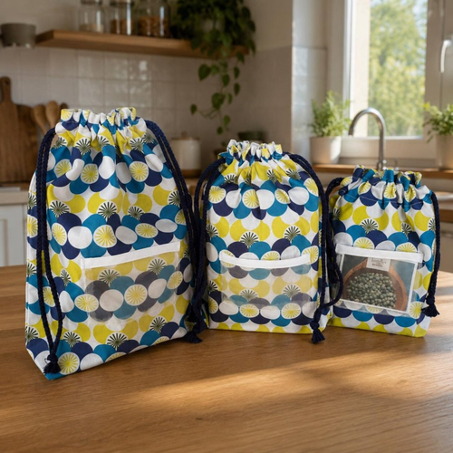 Lot de 3 sacs à vrac réutilisables pour légumes secs, pâtes, riz - zéro déchet -