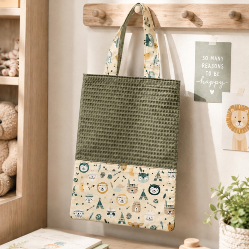 Tote bag enfant maternelle, sac à chaussons, sac à doudou.