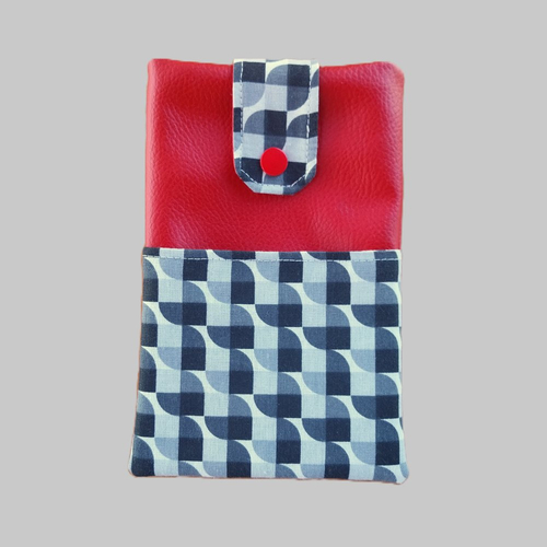 Etui pour téléphone portable en simili cuir rouge - housse pour smartphone - etui à lunettes