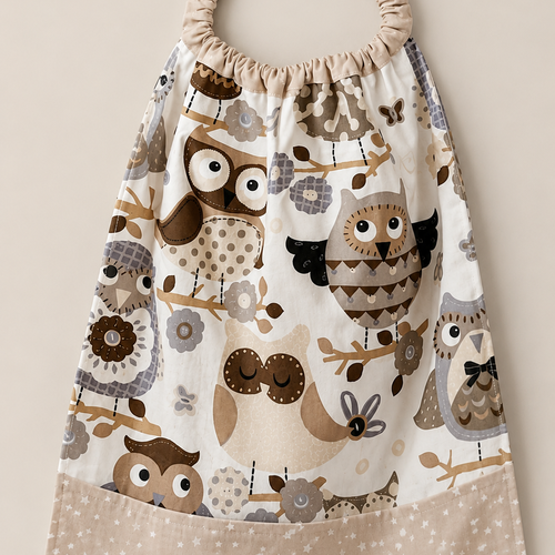 Serviette de cantine élastiquée motifs hiboux