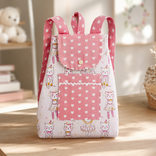 Sac à dos maternelle pour petite fille - motifs chatons -