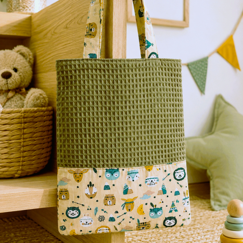 Tote bag enfant maternelle, sac à chaussons, sac à doudou.