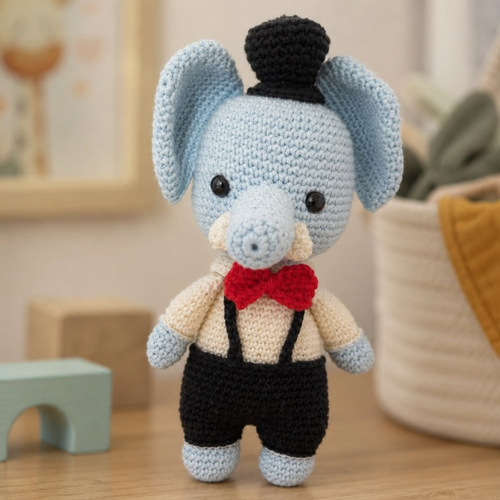 Amigurumi elliot l'éléphant bleu au crochet