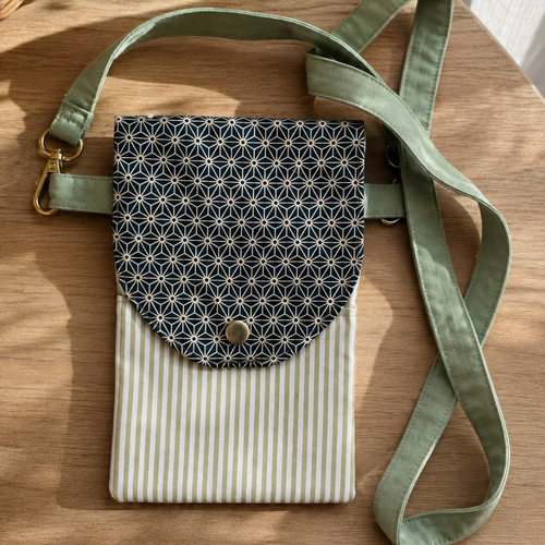Pochette à bandoulière amovible pour téléphone portable - housse smartphone tons verts