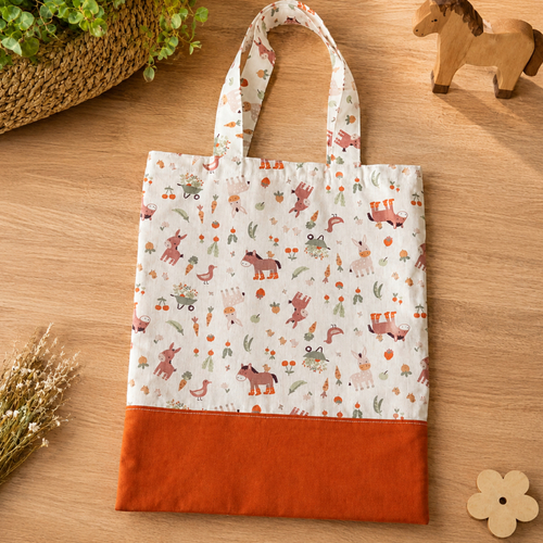Tote bag enfant maternelle doublé et réversible, sac à chaussons, sac à doudou