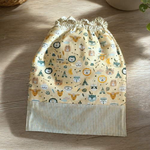 Serviette de cantine élastiquée motifs petits indiens
