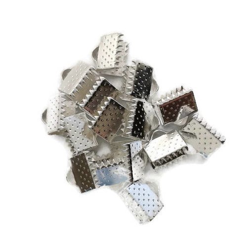 Attaches embouts fermoirs griffe ruban argent 8x8mm – x10