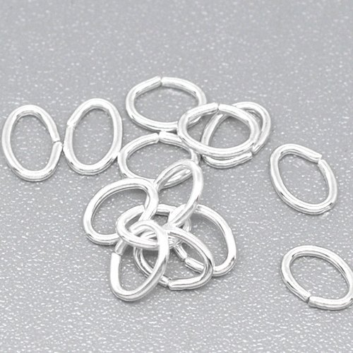 Anneaux ouverts argent ovale 5.5 x 4mm - x50