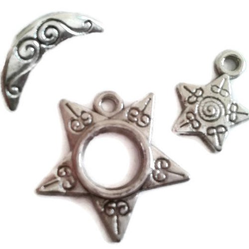 Fermoir t lune et soleil argent 5x18mm 20mm