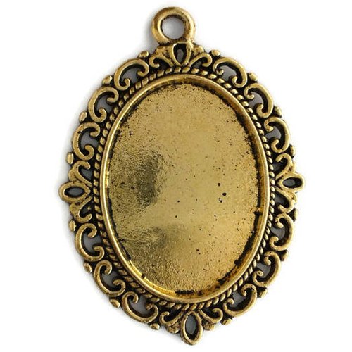 Pendentif ovale or vieilli 39mm x 29mm