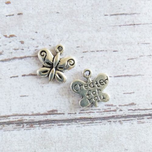 Breloque papillons created for you argent 13.6 x 13.2mm