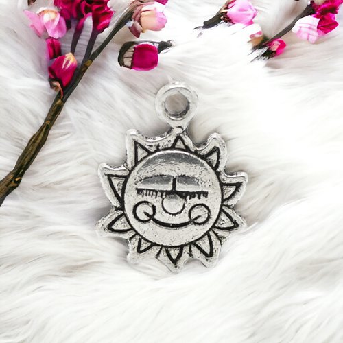 Breloque soleil souriant make with a smile argent 16 x 20 mm - x2
