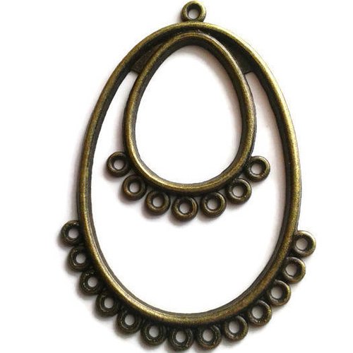 Connecteur boucle d'oreille bronze ovale 50 x 33mm | 8280