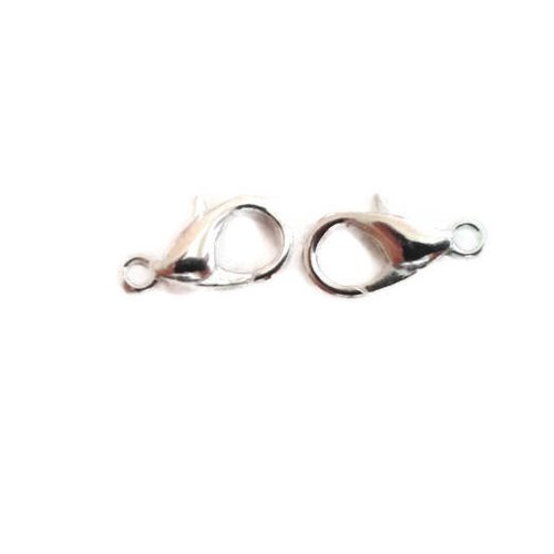 Fermoirs mousqueton argent 12mm - x2