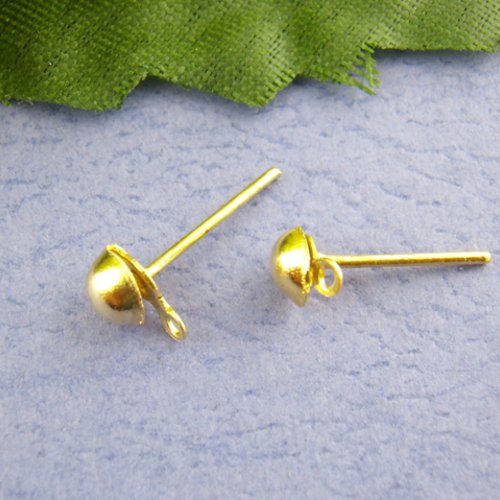 Boucles d'oreilles puce doré simple 6 x 4 mm - x10 | 8349