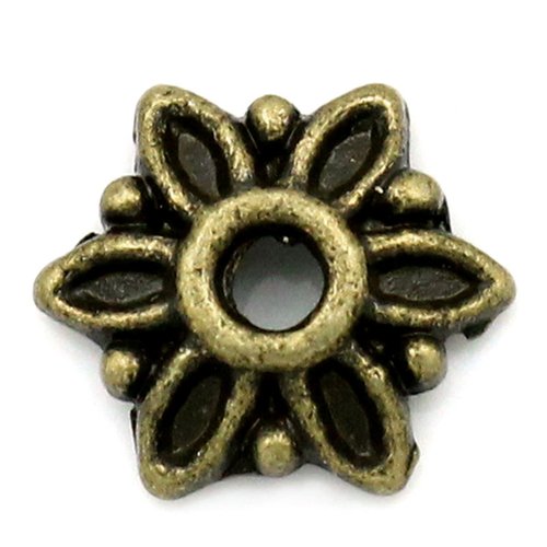 Coupelles fleur bronze antique 8 x 7mm - x10 | 8438