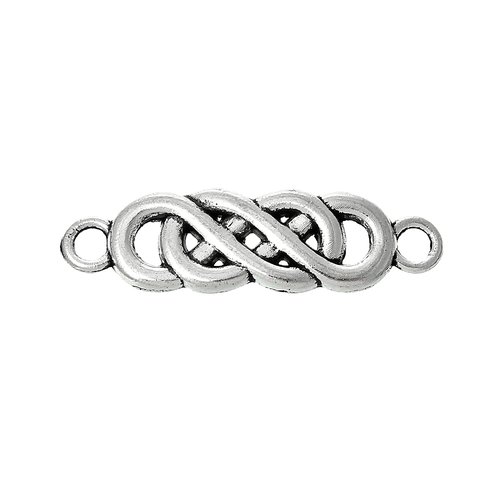 Connecteur symbole infini argent vieilli 22 x 6mm - x5