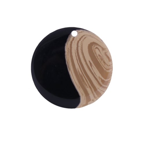 Breloque effet de bois kaki noir 25mm