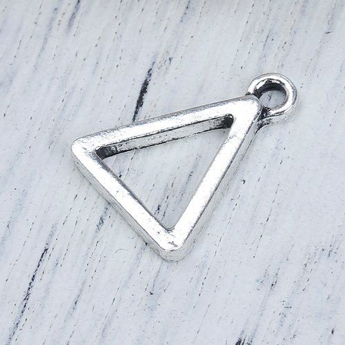 Breloque géométrique triangle argent vieilli 17 x 13mm